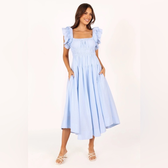Petal & Pup Linda Midi Dress in Blue Stripe - Medium - Picture 3 of 5